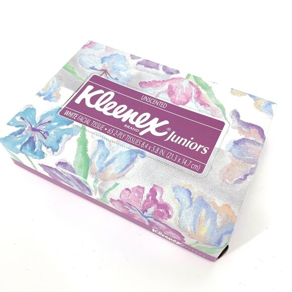 VTG NOS Kleenex Tissue Box Little Travelers Purple Floral One Box - Picture 1 of 1